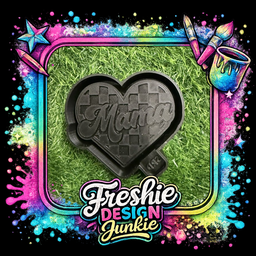 Checkered heart Mama mold