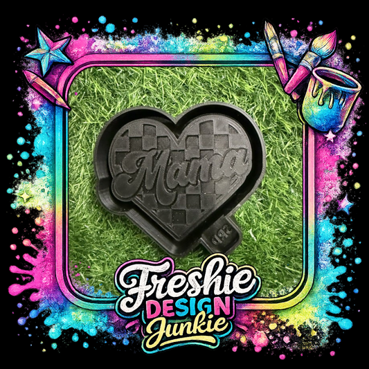 Checkered heart Mama mold